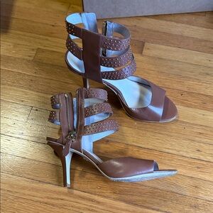 Kenneth Cole Tan Strappy Heels with Studs